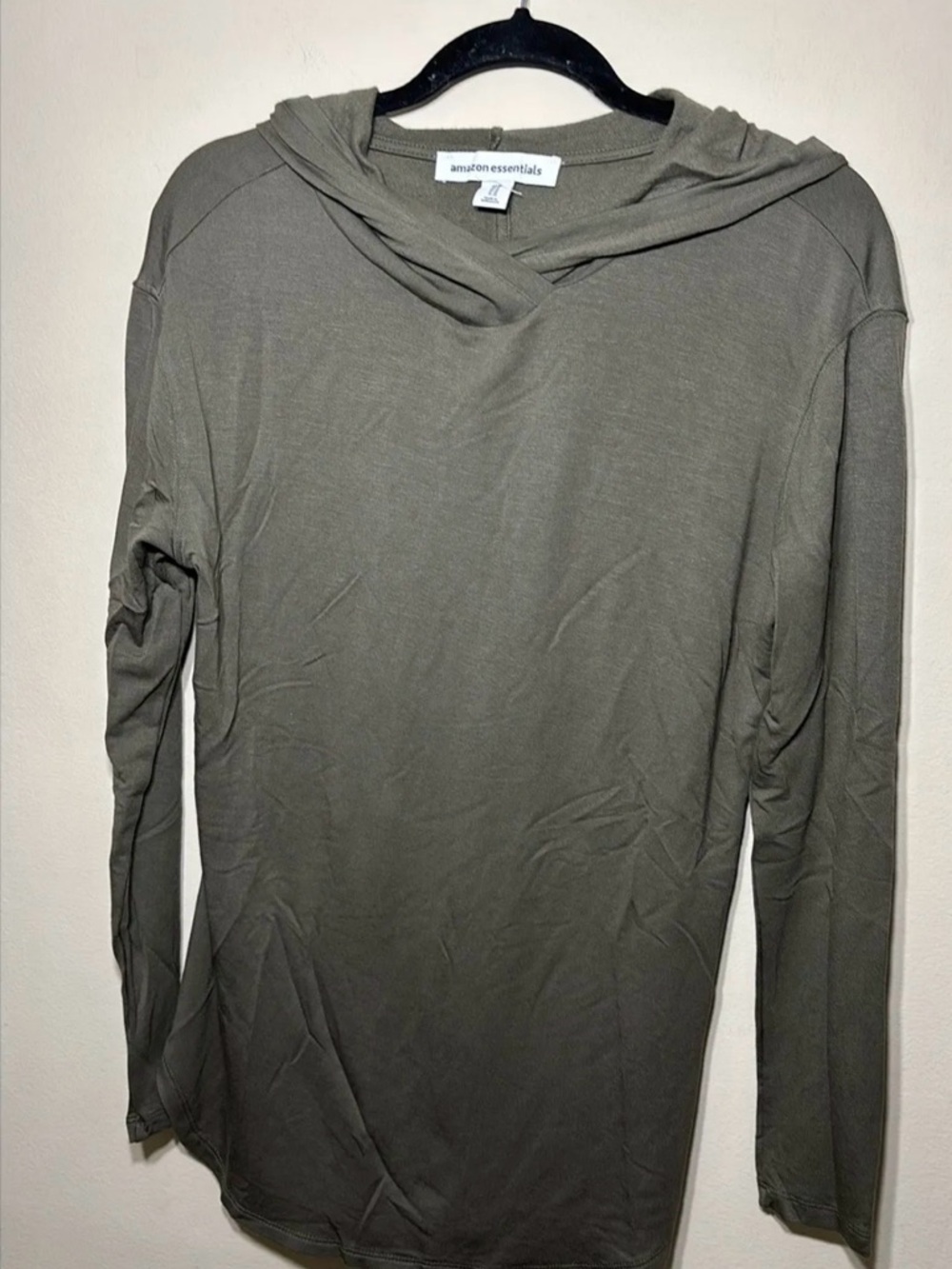 Amazon Essentials Olive Hooded Long Sleeve Top